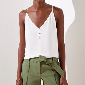 NWT Loft Button Strappy Cami Whisper White Size L